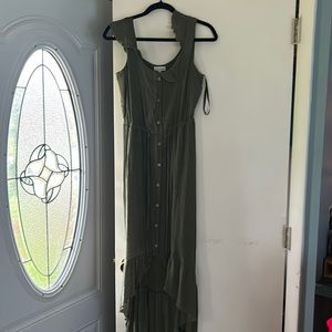 Green high low dress